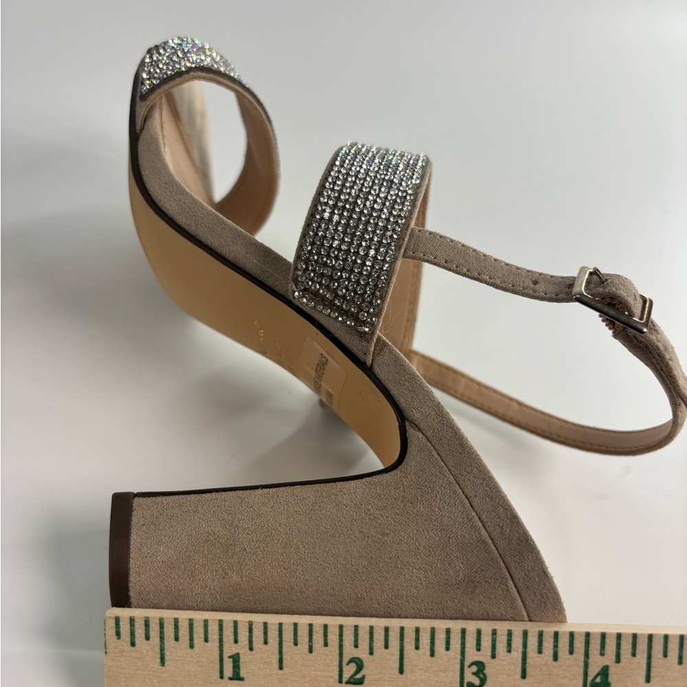 Nina rhinestone strappy heeled sandals nude Size 8.5 special occasion wedding - Picture 12 of 12